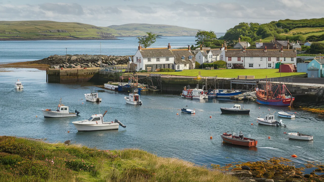 Harbour and village of Whitehall, Stronsay.