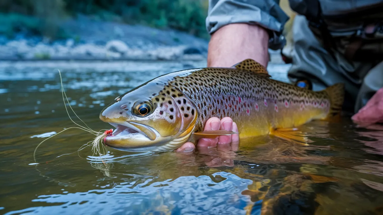 Close-up of a wild Orkney Brown Trout caught on a fly.
