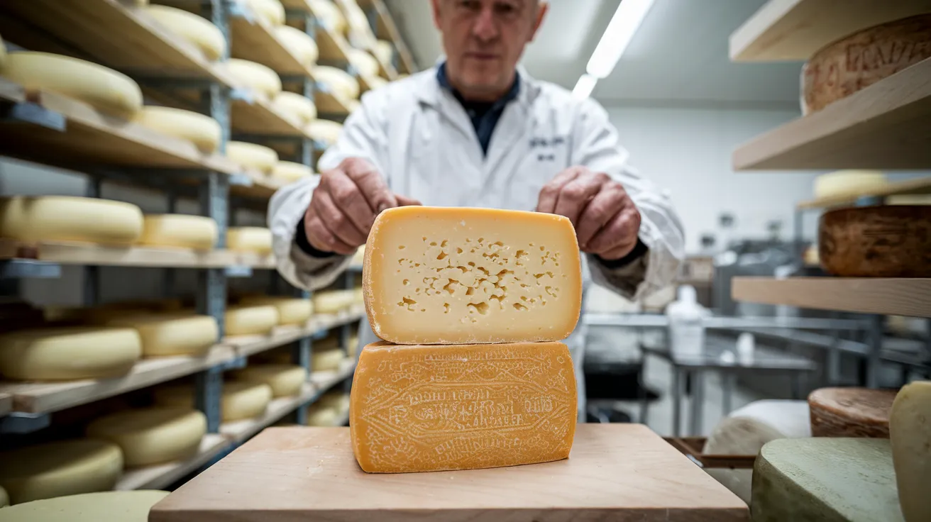 Artisan Westray Wife cheese showing its distinctive rind.