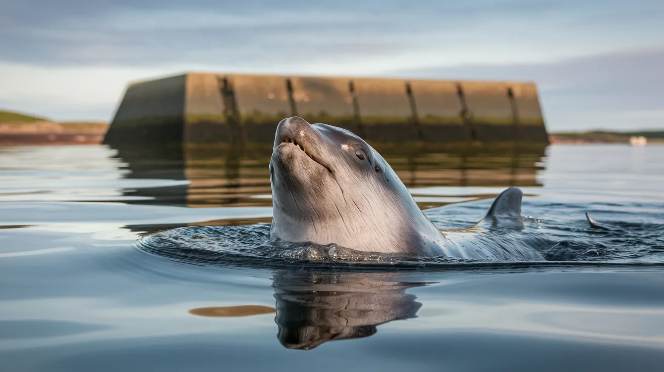 Harbour Porpoise surfacing near the Churchill Barriers, Orkney.