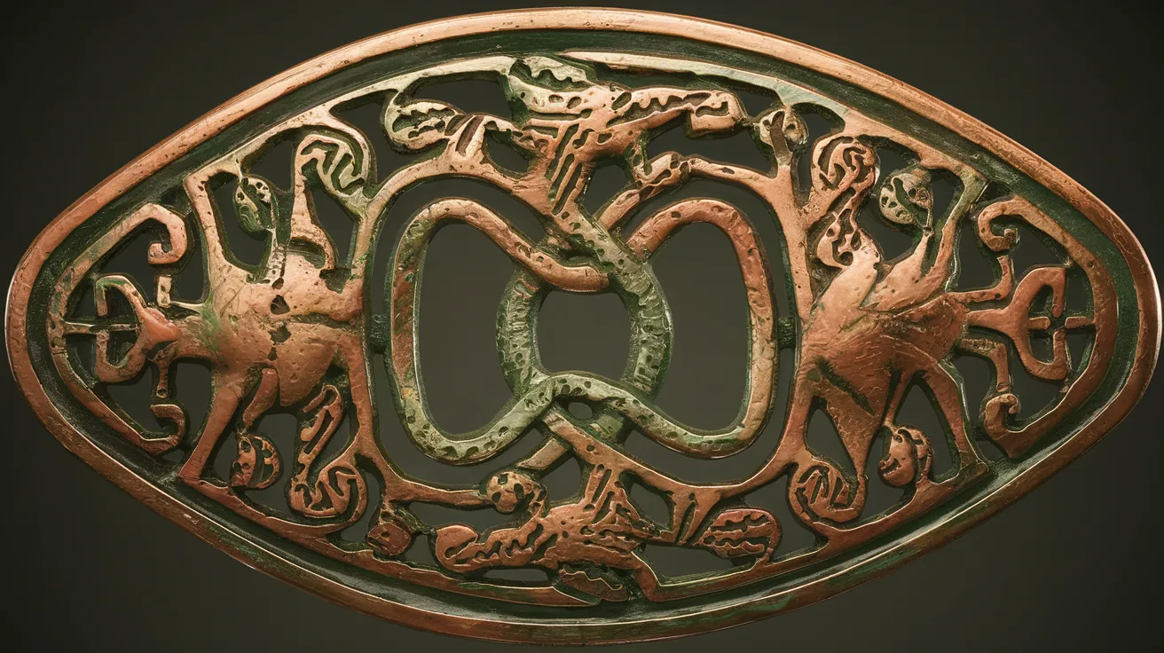 Close-up of Pictish style metalwork brooch.