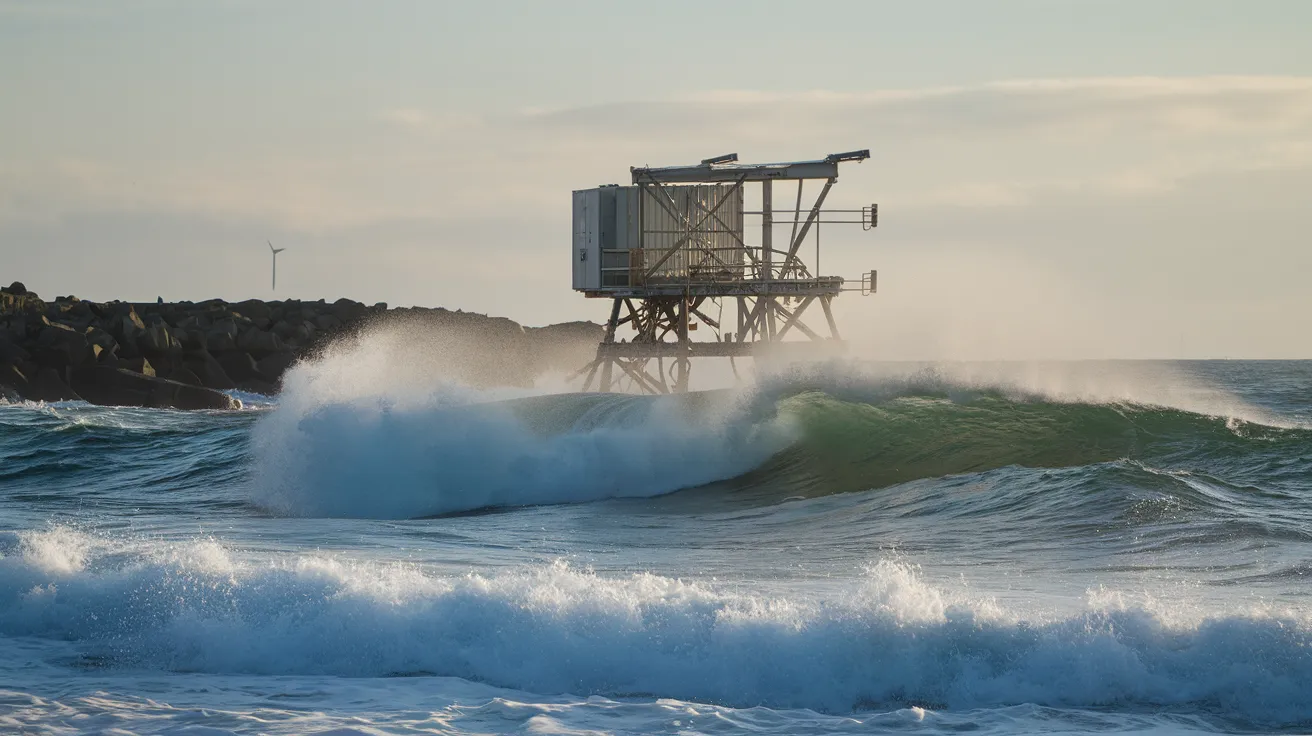 Wave energy converter device testing at EMEC Billia Croo, Orkney.