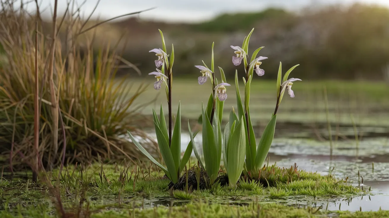 Northern Marsh Orchids growing in a damp Orkney meadow.