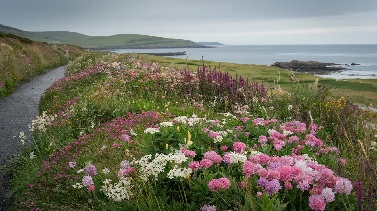 Vibrant mix of Orkney wildflowers including Thrift and Eyebright.