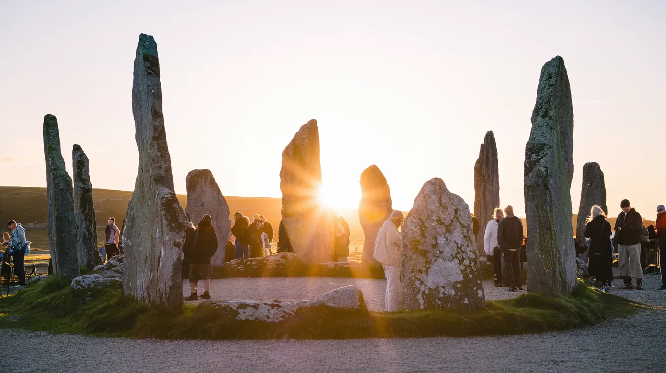 People gathered peacefully at Ring of Brodgar for summer solstice sunrise.