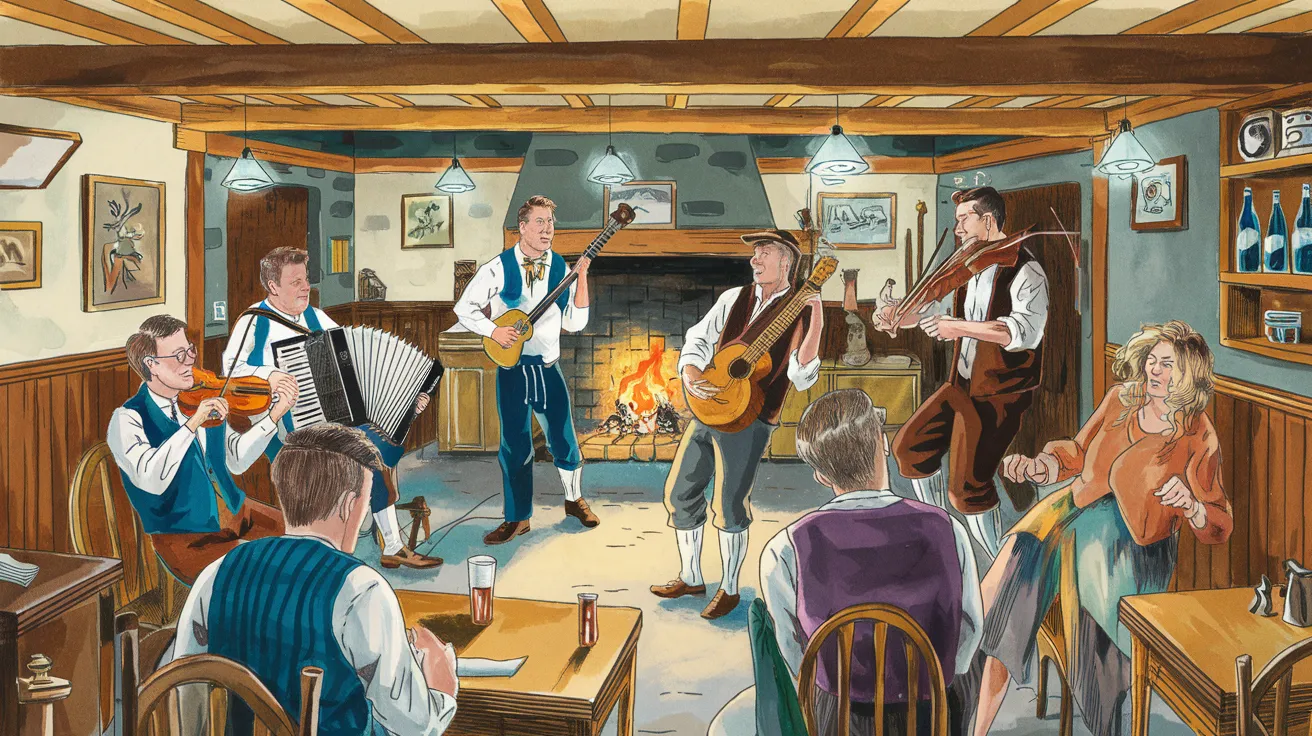 Lively traditional Orkney music session in a cosy pub.