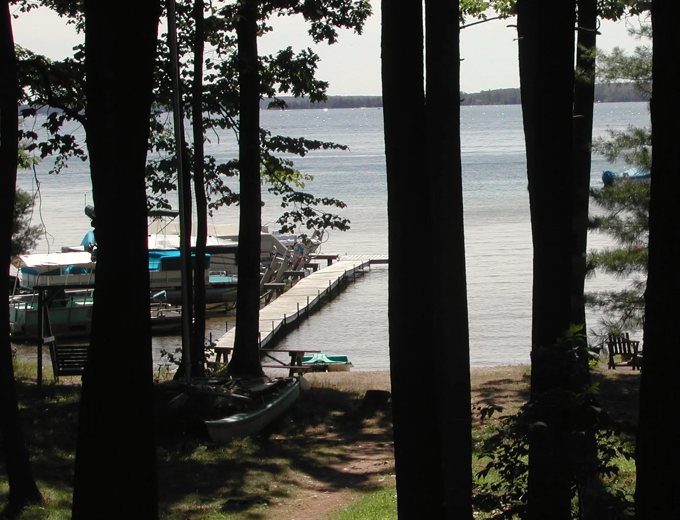 Panoramic view of Higgins Lake, Michigan showing its characteristic blue-green clarity