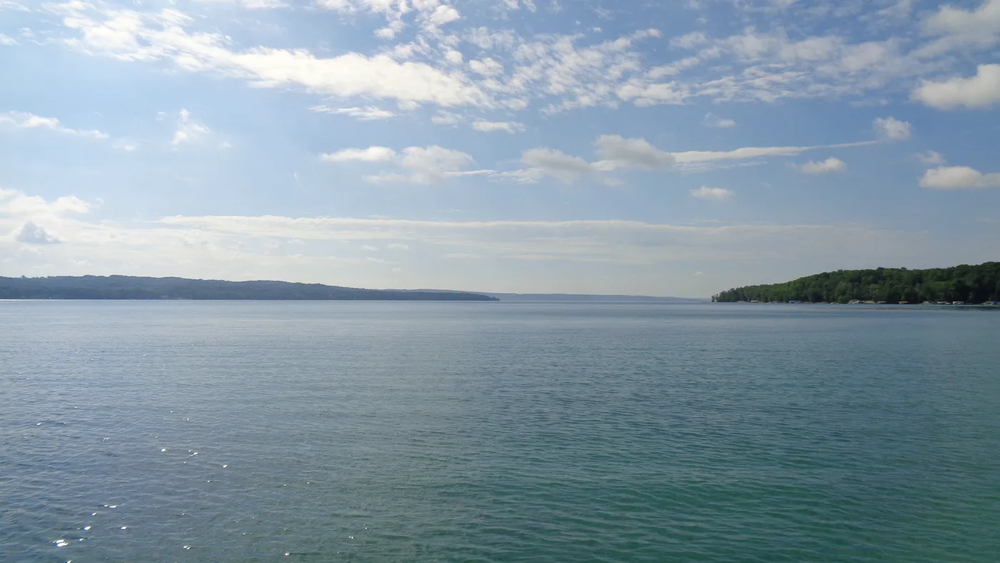 Torch Lake in Antrim County, Northern Michigan, with turquoise Caribbean-blue water
