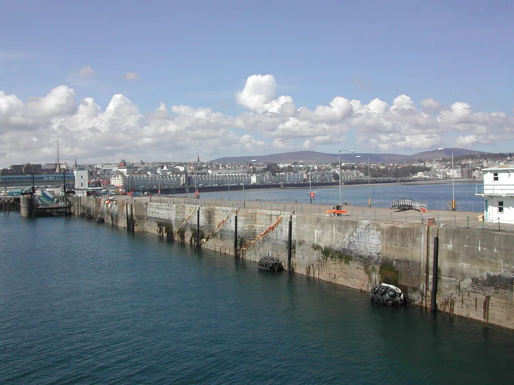The circular Sea Terminal building at the south end of Douglas promenade
