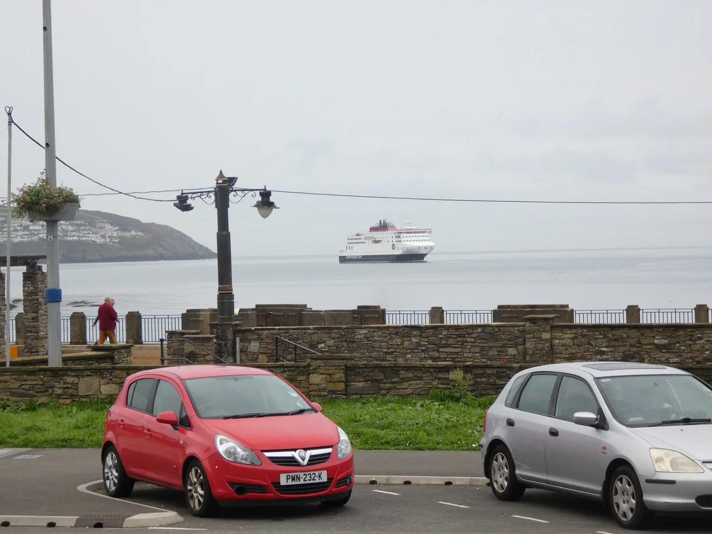 The Isle of Man Steam Packet vessel Manxman anchored in the bay off Douglas