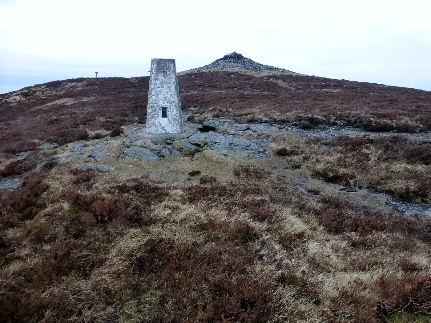 The heather-covered slope of Cronk ny Arrey Laa rising above the south-west coast of the Isle of Man