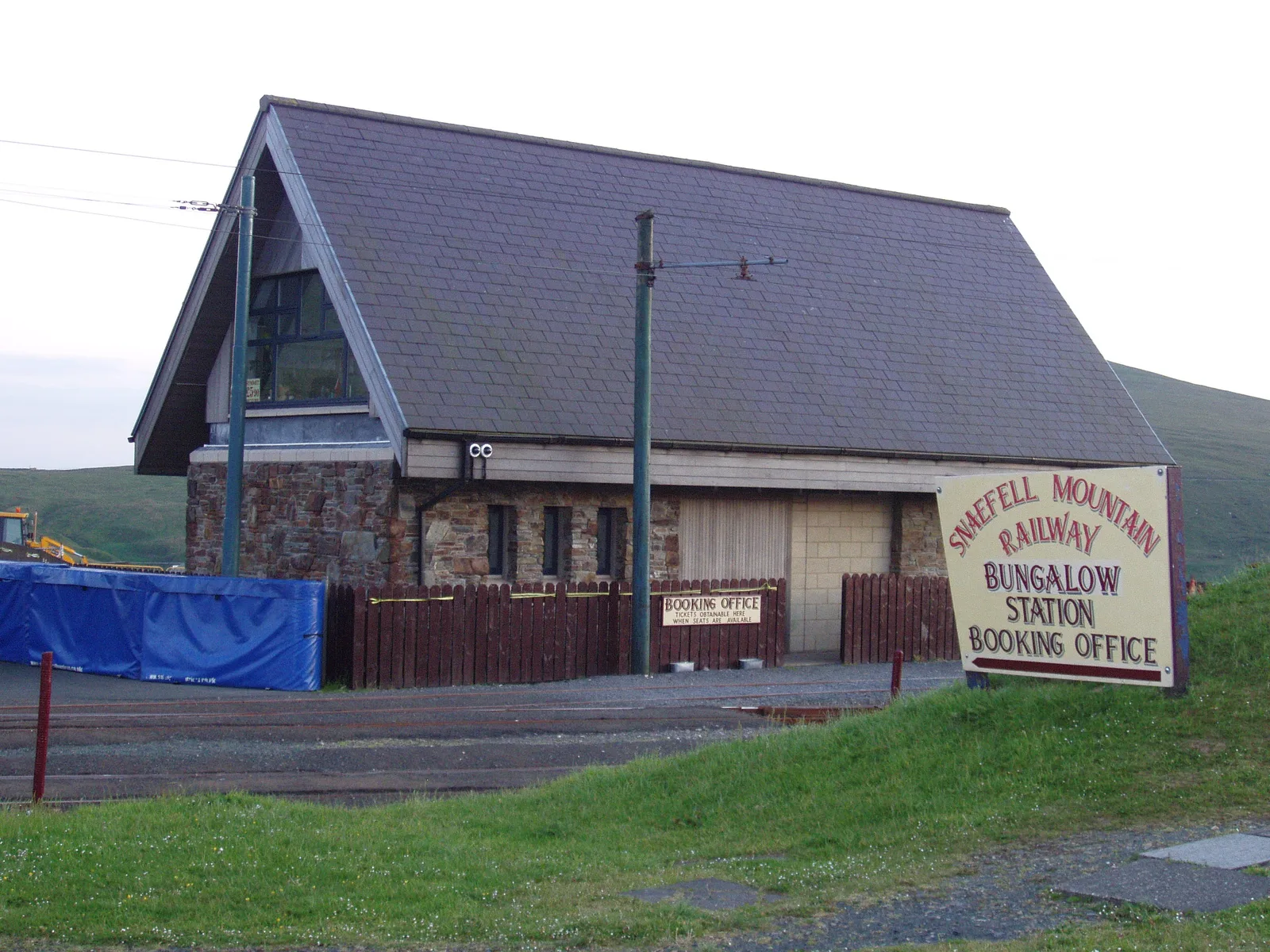 The Bungalow station on the Snaefell Mountain Railway, where the line crosses the Mountain Road
