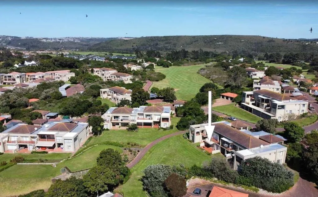 Aerial view of the golf estate marking the unit's position beside the fairway